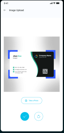 Scanning a business card in the Joble mobile app